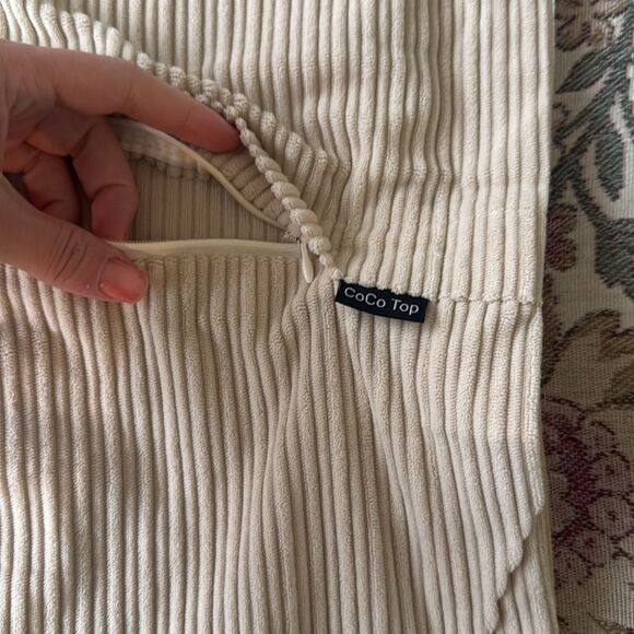 Macys | Coco Top 3 Set Corduroy Ribbed Pillow Covers 24x24 white, beige & camel - Picture 5 of 6